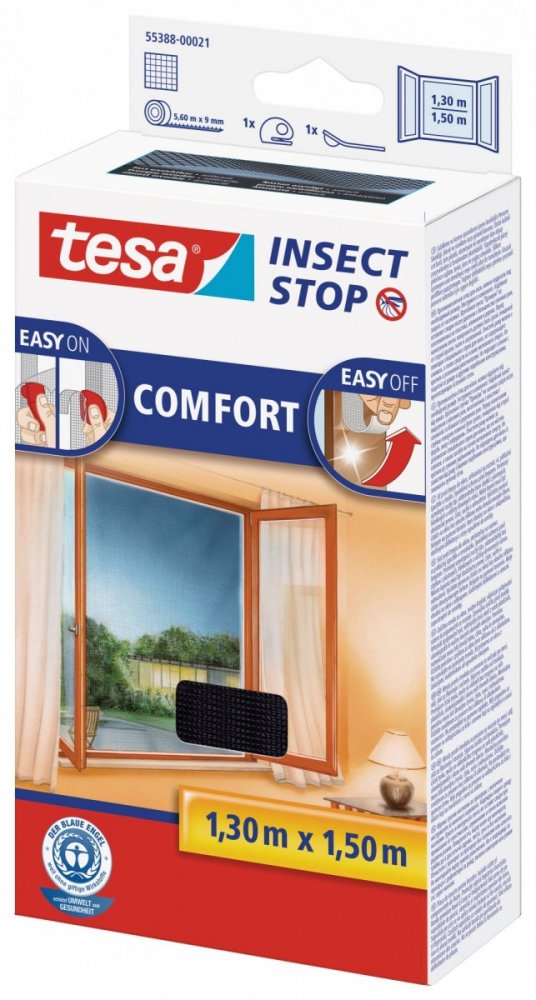 Síť proti hmyzu COMFORT, na okno, antracitová, 1,3m x 1,5m