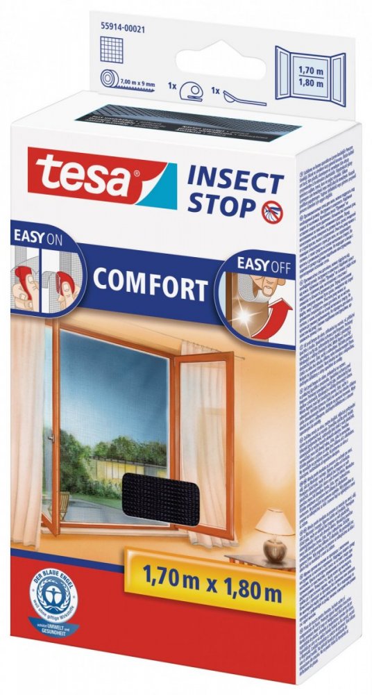 Síť proti hmyzu COMFORT, na okno, antracitová, 1,7m x 1,8m
