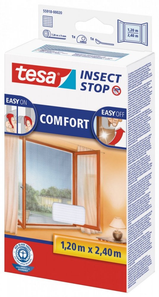 Síť proti hmyzu COMFORT, na francouzské okno, bílá, 1,2m x 2,4m